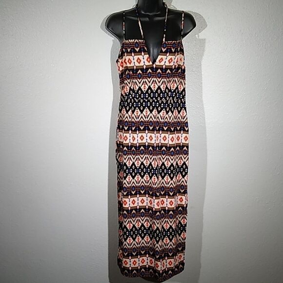 Freeway Tribal Print Maxi Halter Dress LG - Picture 1 of 6